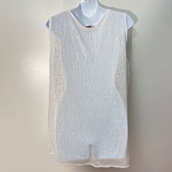 Embroidered Sheer Sleeveless Top By Piazza Roma For Women M White Floral Design - Picture 5 of 6